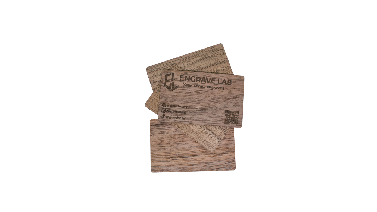 WoodLink: Стилна дървена NFC визитка с безконтактен чип (4 бр.)