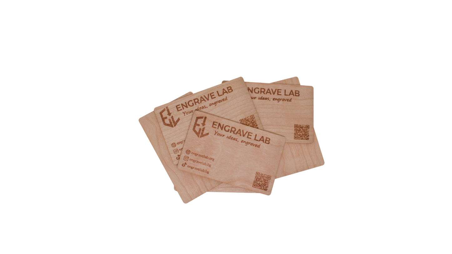 WoodLink: Стилна дървена NFC визитка с безконтактен чип (4 бр.)